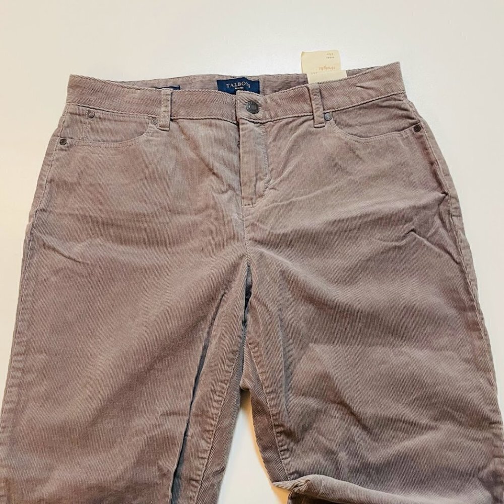 NWT Talbots Pant Trouser Corduroy Heritage Straight Leg Taupe Brown Petite Class - Picture 3 of 14